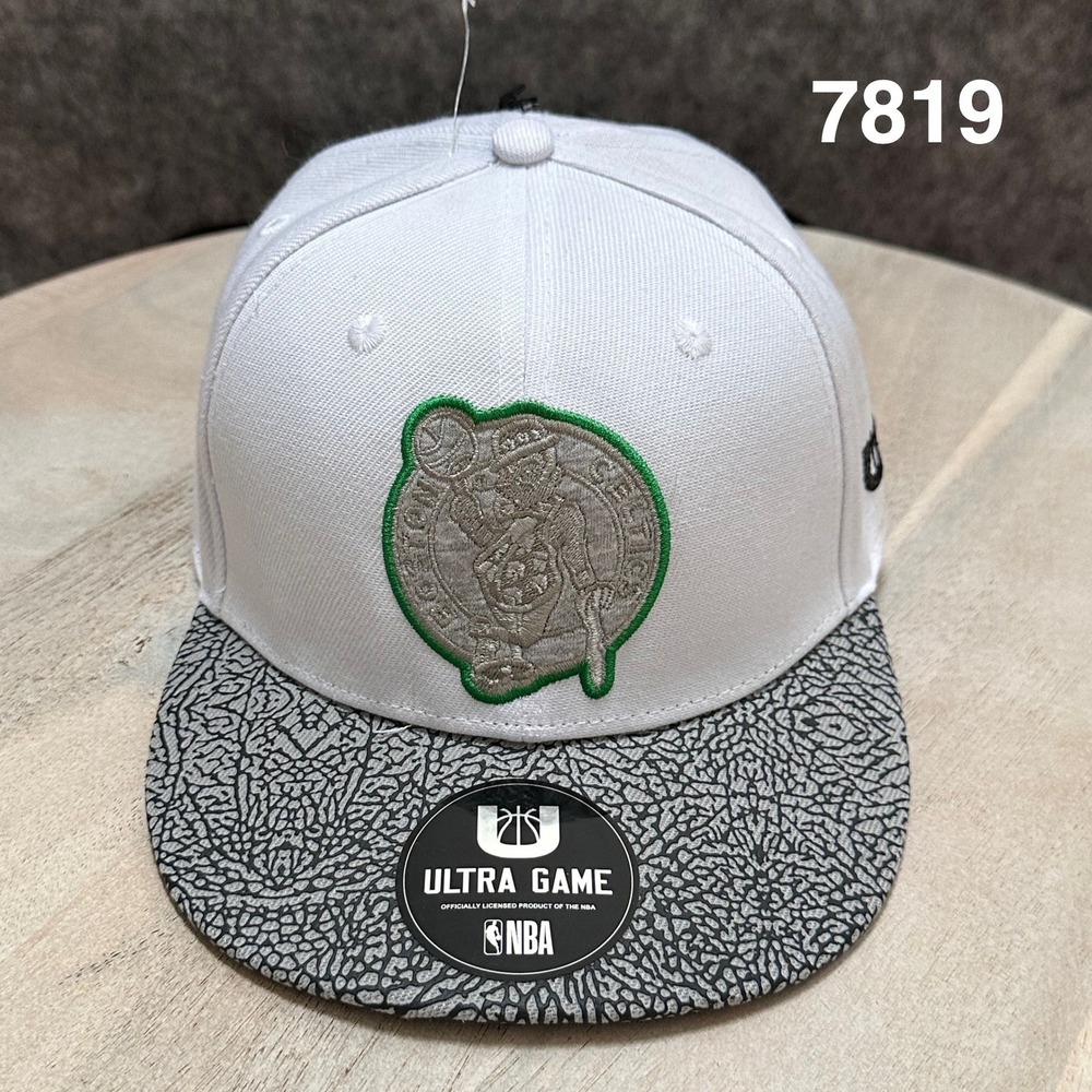 Ultra Game NBA Boston Celtics White Snapback Hat OSFA Monochromatic